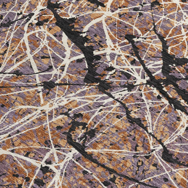 HomeRoots 8' X 10' Contemporary Rust Black Ivory Abstract Area Rug – Washable, Durable for Indoor & Outdoor Use 690048