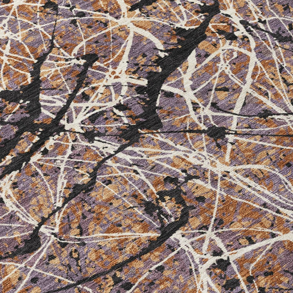 HomeRoots 8' X 10' Contemporary Rust Black Ivory Abstract Area Rug – Washable, Durable for Indoor & Outdoor Use 690048