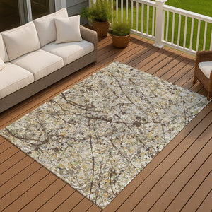 HomeRoots 5' X 8' Abstract Taupe Beige & Brown Area Rug - Stylish, Washable, Durable for Indoor/Outdoor Use 690052
