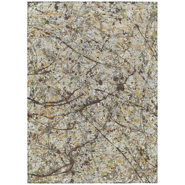 HomeRoots 5' X 8' Abstract Taupe Beige & Brown Area Rug - Stylish, Washable, Durable for Indoor/Outdoor Use 690052