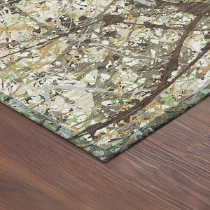 HomeRoots 8' Taupe Beige and Brown Round Abstract Area Rug - Washable, Durable, Stylish for Indoor & Outdoor Use 690053