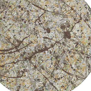 HomeRoots 8' Taupe Beige and Brown Round Abstract Area Rug - Washable, Durable, Stylish for Indoor & Outdoor Use 690053