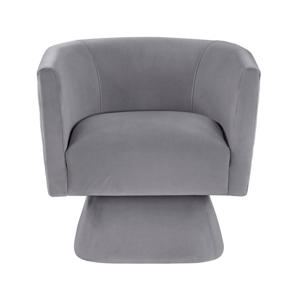 English Elm 1pc Swivel Chair with Velvet Upholstery and Solid Wood Base, Diamond-Stitched Back, Comfortable Lounge Seat Gray 29.5 L x 28.5 W x 19 H B011P287559