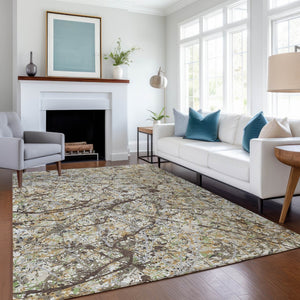 HomeRoots 10' Stylish Taupe Beige & Brown Abstract Washable Area Rug - Perfect for Indoor & Outdoor Use! 690056