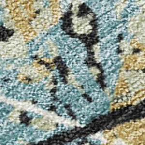 HomeRoots 5' Modern Abstract Teal Blue and Ivory Washable Area Rug for Indoor/Outdoor Use - Durable & Stylish 690058