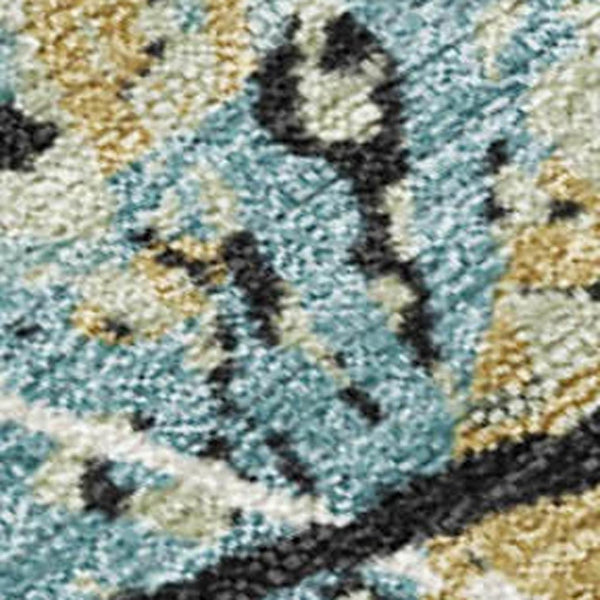 HomeRoots 5' Modern Abstract Teal Blue and Ivory Washable Area Rug for Indoor/Outdoor Use - Durable & Stylish 690058