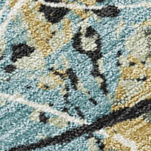 HomeRoots 5' Modern Abstract Teal Blue and Ivory Washable Area Rug for Indoor/Outdoor Use - Durable & Stylish 690058