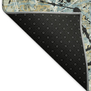 HomeRoots 8' X 10' Teal Blue Abstract Area Rug - Stylish, Washable, Durable for Indoor & Outdoor Spaces 690060