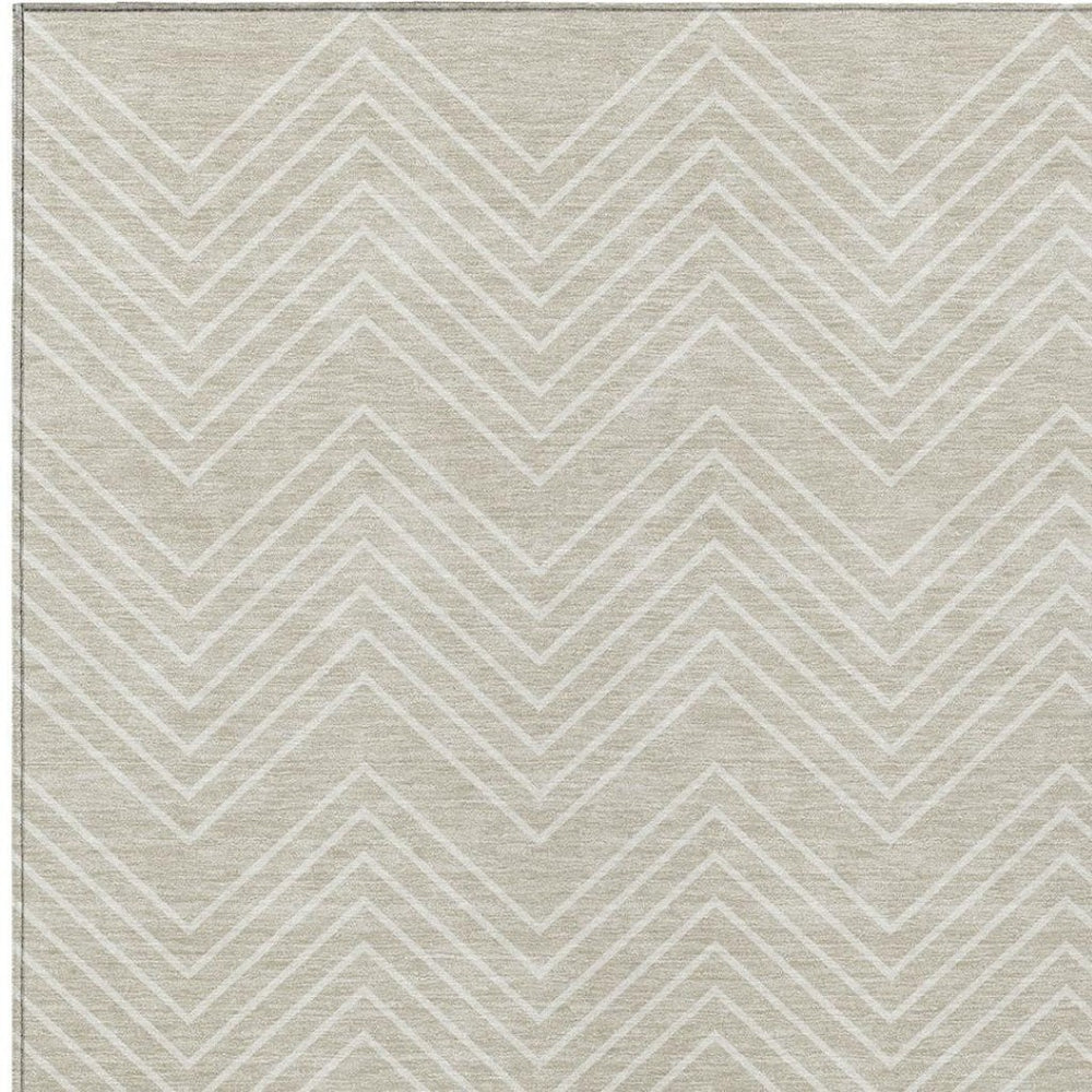 HomeRoots 5' X 8' Beige and Ivory Geometric Area Rug - Stylish, Washable, Durable for Indoor & Outdoor Spaces 690064
