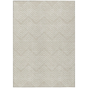 HomeRoots 5' X 8' Beige and Ivory Geometric Area Rug - Stylish, Washable, Durable for Indoor & Outdoor Spaces 690064