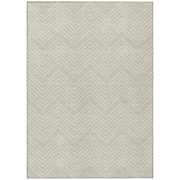 HomeRoots 5' X 8' Beige and Ivory Geometric Area Rug - Stylish, Washable, Durable for Indoor & Outdoor Spaces 690064