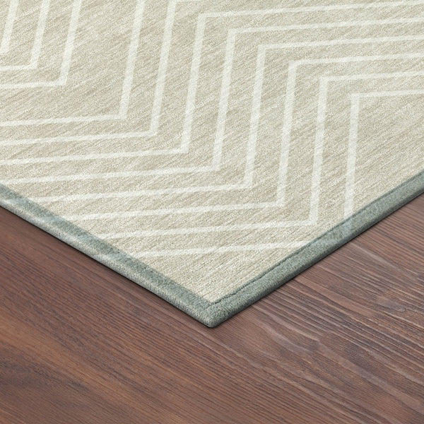 HomeRoots 8' Beige and Ivory Round Geometric Washable Area Rug – Durable, Stylish, Indoor/Outdoor Versatile Decor 690065