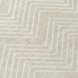 HomeRoots 8' Beige and Ivory Round Geometric Washable Area Rug – Durable, Stylish, Indoor/Outdoor Versatile Decor 690065