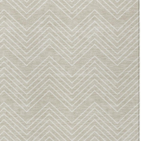 HomeRoots 9' X 12' Beige and Ivory Geometric Washable Area Rug - Durable, Stylish for Indoor & Outdoor Spaces 690067