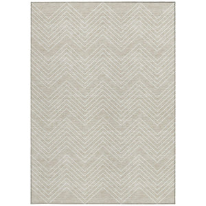 HomeRoots 9' X 12' Beige and Ivory Geometric Washable Area Rug - Durable, Stylish for Indoor & Outdoor Spaces 690067