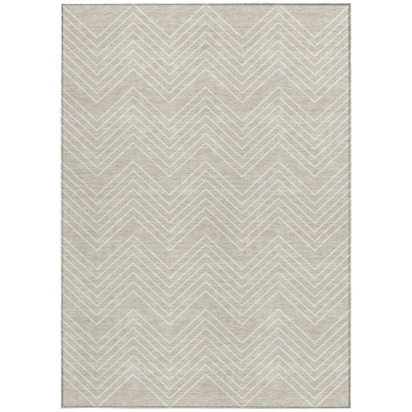 HomeRoots 9' X 12' Beige and Ivory Geometric Washable Area Rug - Durable, Stylish for Indoor & Outdoor Spaces 690067