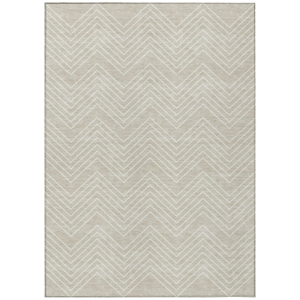 HomeRoots 10' Beige and Ivory Geometric Area Rug – Stylish, Washable, Indoor/Outdoor, Durable for High-Traffic Spaces 690068