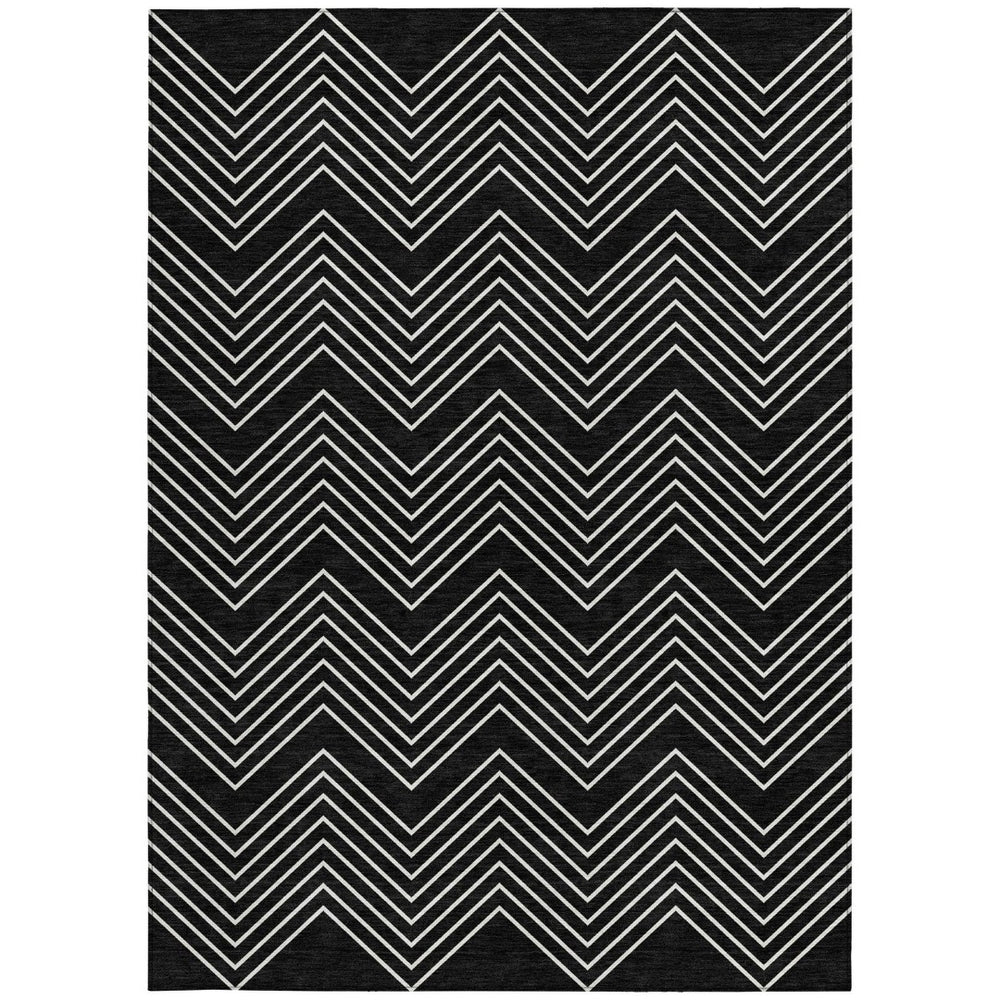 HomeRoots 10' Modern Black and Ivory Geometric Washable Area Rug for Indoor and Outdoor Spaces - Durable, Stylish! 690074