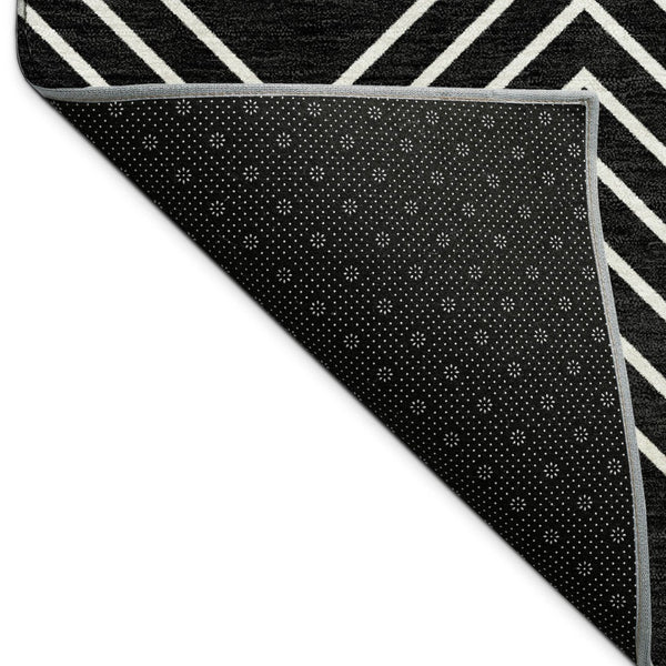 HomeRoots 10' Modern Black and Ivory Geometric Washable Area Rug for Indoor and Outdoor Spaces - Durable, Stylish! 690074