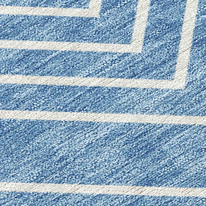 HomeRoots 5' X 8' Blue and Ivory Geometric Area Rug - Durable, Washable, Stylish for Indoor & Outdoor Spaces! 690076