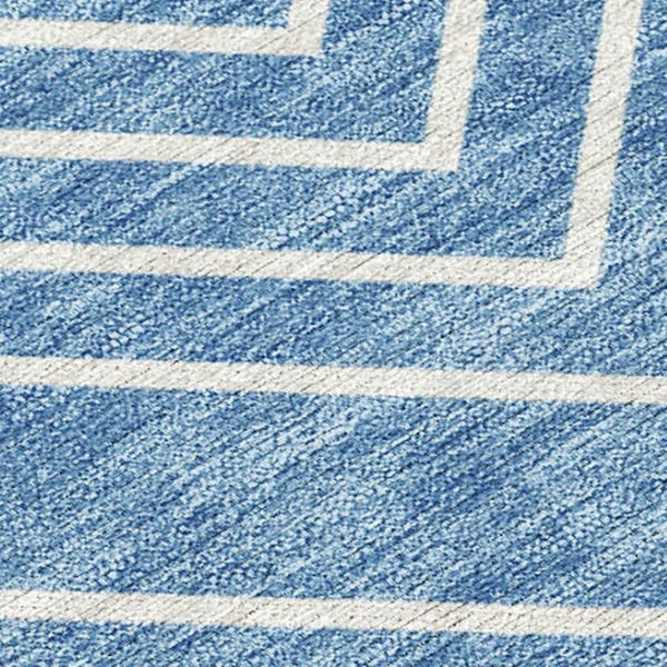 HomeRoots 5' X 8' Blue and Ivory Geometric Area Rug - Durable, Washable, Stylish for Indoor & Outdoor Spaces! 690076