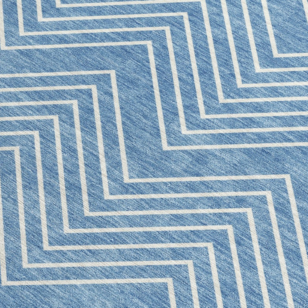 HomeRoots 9' X 12' Washable Blue and Ivory Geometric Area Rug - Stylish Indoor/Outdoor Durable Floor Covering 690079