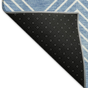 HomeRoots 9' X 12' Washable Blue and Ivory Geometric Area Rug - Stylish Indoor/Outdoor Durable Floor Covering 690079