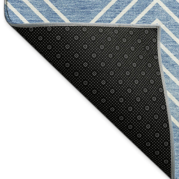 HomeRoots 9' X 12' Washable Blue and Ivory Geometric Area Rug - Stylish Indoor/Outdoor Durable Floor Covering 690079