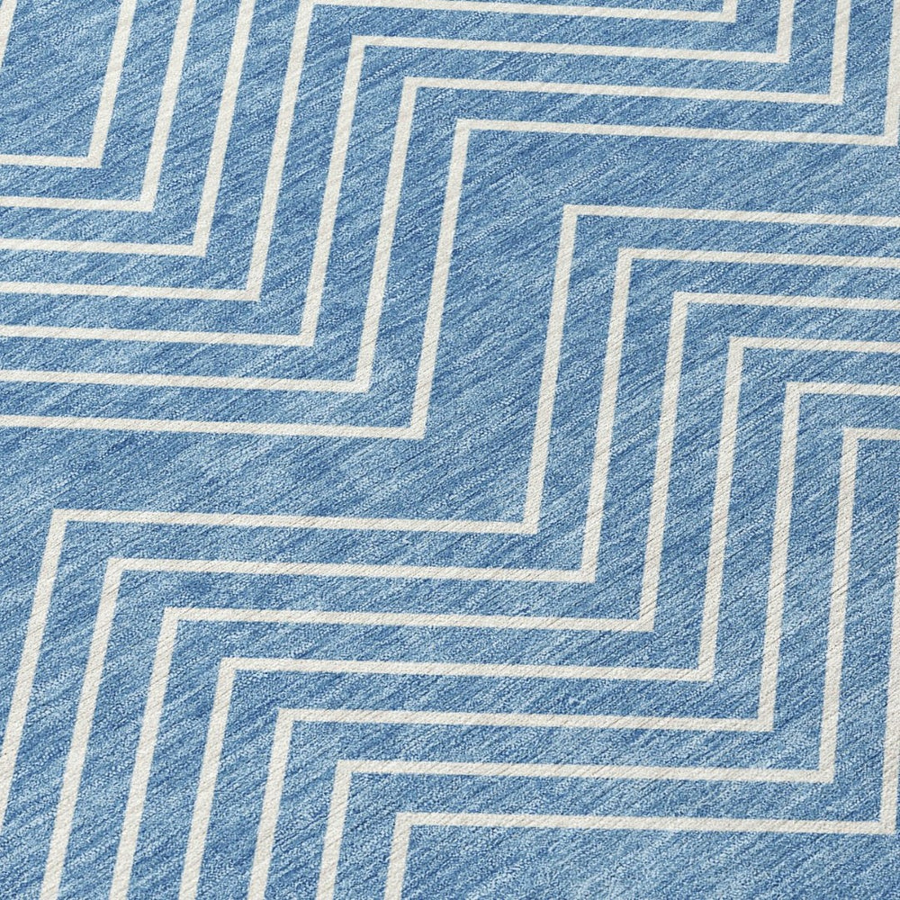 HomeRoots 9' X 12' Washable Blue and Ivory Geometric Area Rug - Stylish Indoor/Outdoor Durable Floor Covering 690079