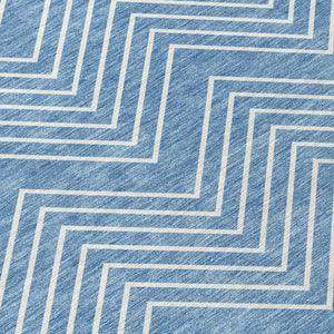 HomeRoots 9' X 12' Washable Blue and Ivory Geometric Area Rug - Stylish Indoor/Outdoor Durable Floor Covering 690079