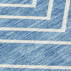 HomeRoots 10' Blue and Ivory Geometric Washable Rug - Durable Indoor/Outdoor Area Rug for High-Traffic Spaces 690080