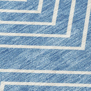 HomeRoots 10' Blue and Ivory Geometric Washable Rug - Durable Indoor/Outdoor Area Rug for High-Traffic Spaces 690080
