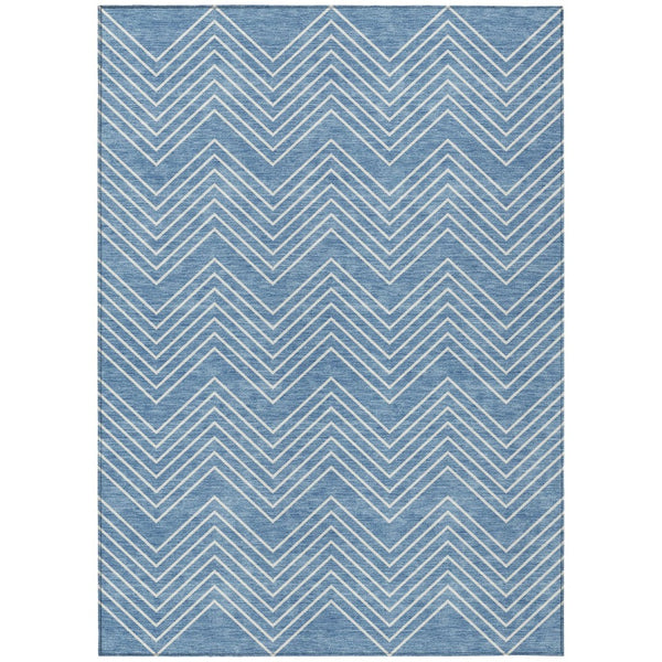 HomeRoots 10' Blue and Ivory Geometric Washable Rug - Durable Indoor/Outdoor Area Rug for High-Traffic Spaces 690080