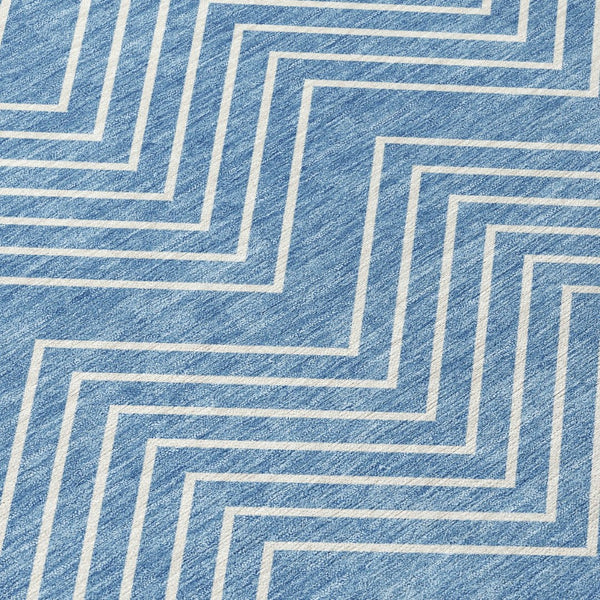 HomeRoots 10' Blue and Ivory Geometric Washable Rug - Durable Indoor/Outdoor Area Rug for High-Traffic Spaces 690080