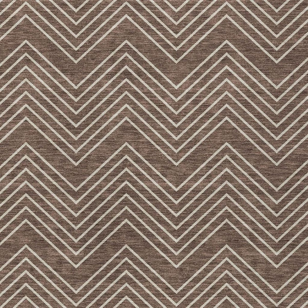 HomeRoots 5' Brown and Ivory Geometric Washable Area Rug - Versatile Indoor/Outdoor Style for High-Traffic Spaces 690082