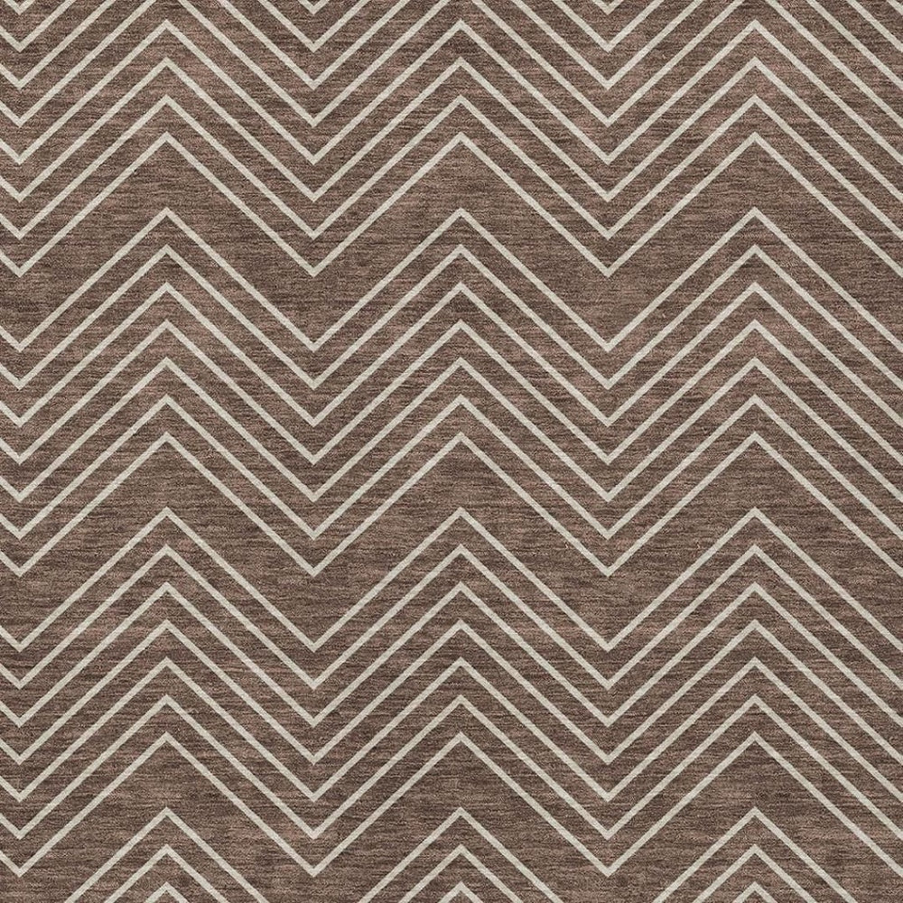 HomeRoots 8' X 10' Stylish Brown and Ivory Geometric Washable Area Rug for Indoor and Outdoor Spaces 690084