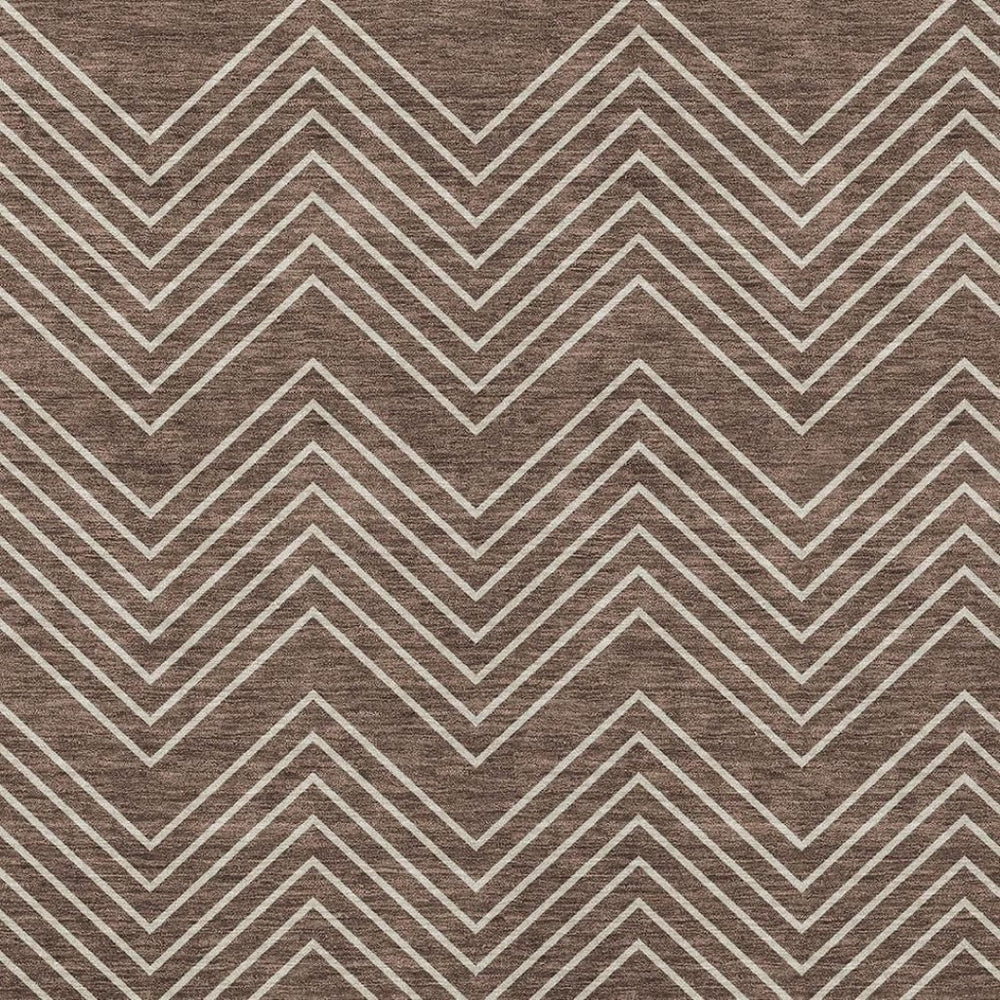 HomeRoots 9' Modern Brown and Ivory Geometric Area Rug - Washable, Durable, Ideal for Indoor & Outdoor Use 690085