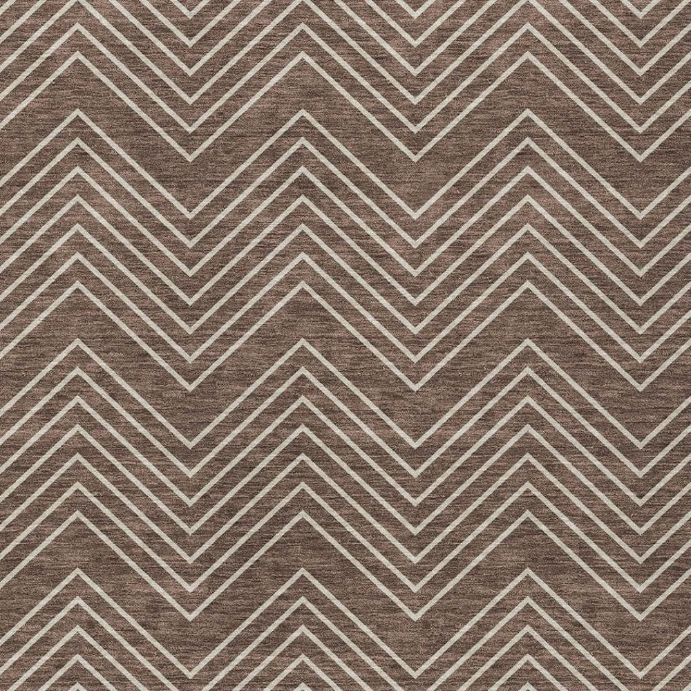 HomeRoots 10' Brown and Ivory Geometric Washable Area Rug – Durable Indoor/Outdoor Style for High-Traffic Spaces 690086