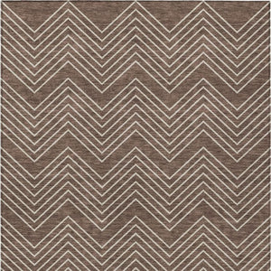 HomeRoots 10' Brown and Ivory Geometric Washable Area Rug – Durable Indoor/Outdoor Style for High-Traffic Spaces 690086