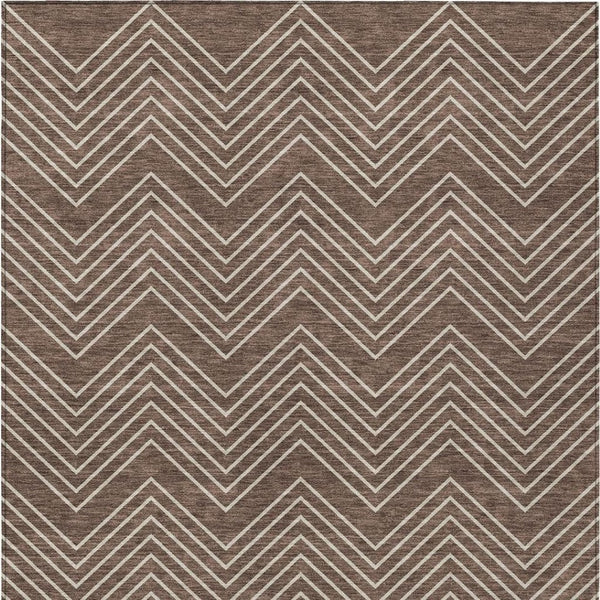 HomeRoots 10' Brown and Ivory Geometric Washable Area Rug – Durable Indoor/Outdoor Style for High-Traffic Spaces 690086