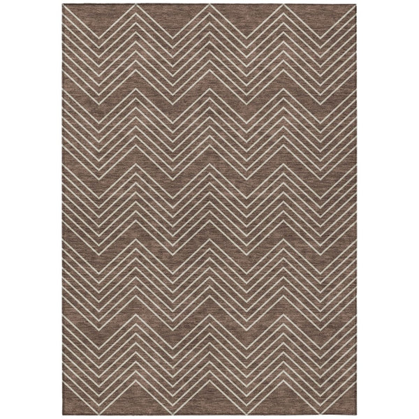 HomeRoots 10' Brown and Ivory Geometric Washable Area Rug – Durable Indoor/Outdoor Style for High-Traffic Spaces 690086