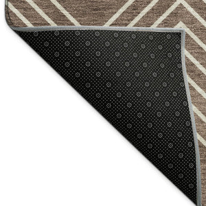 HomeRoots 10' Brown and Ivory Geometric Washable Area Rug – Durable Indoor/Outdoor Style for High-Traffic Spaces 690086