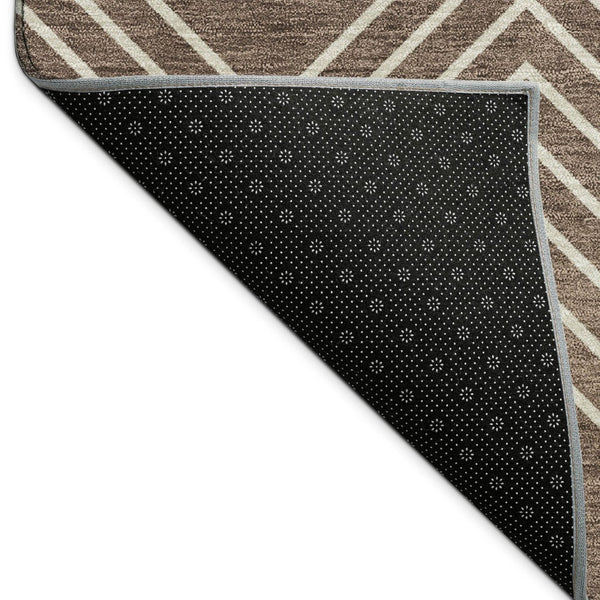 HomeRoots 10' Brown and Ivory Geometric Washable Area Rug – Durable Indoor/Outdoor Style for High-Traffic Spaces 690086