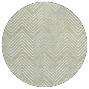HomeRoots 8' Lime Green and Ivory Round Geometric Area Rug - Stylish, Washable, Durable for Indoor & Outdoor Use! 690089