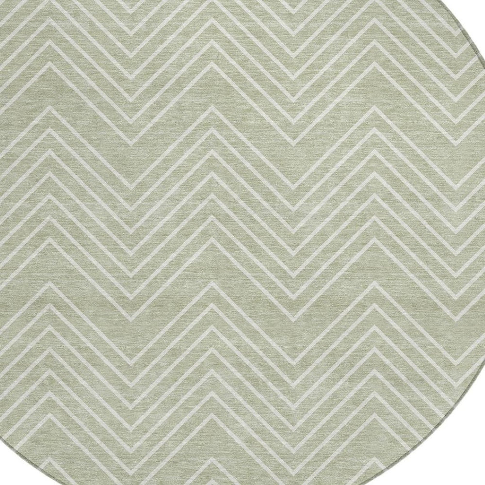 HomeRoots 8' Lime Green and Ivory Round Geometric Area Rug - Stylish, Washable, Durable for Indoor & Outdoor Use! 690089