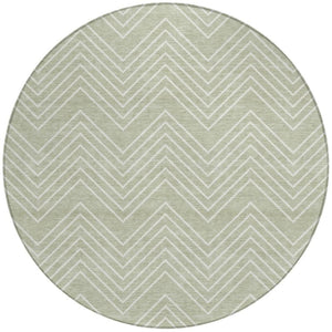 HomeRoots 8' Lime Green and Ivory Round Geometric Area Rug - Stylish, Washable, Durable for Indoor & Outdoor Use! 690089