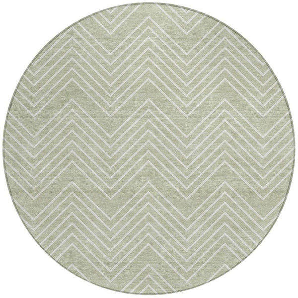HomeRoots 8' Lime Green and Ivory Round Geometric Area Rug - Stylish, Washable, Durable for Indoor & Outdoor Use! 690089