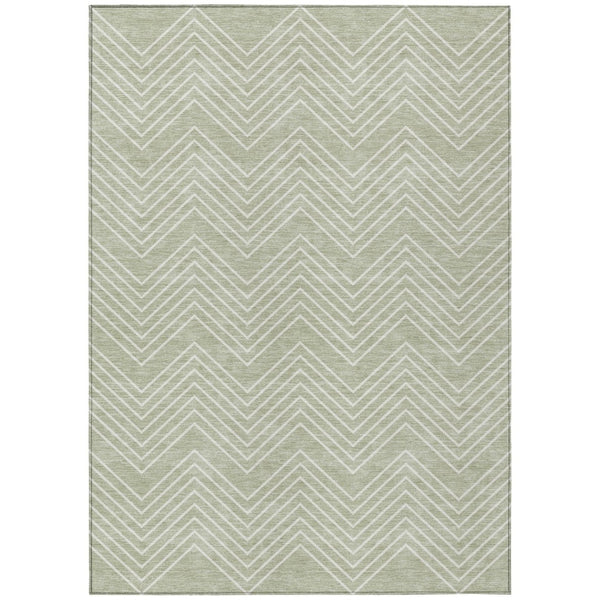 HomeRoots 9' X 12' Vibrant Lime Green & Ivory Geometric Area Rug - Washable, Indoor/Outdoor, Durable Design 690091