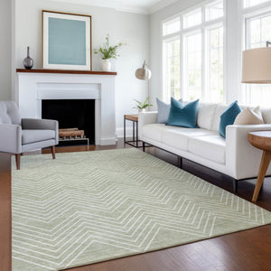 HomeRoots 9' X 12' Vibrant Lime Green & Ivory Geometric Area Rug - Washable, Indoor/Outdoor, Durable Design 690091