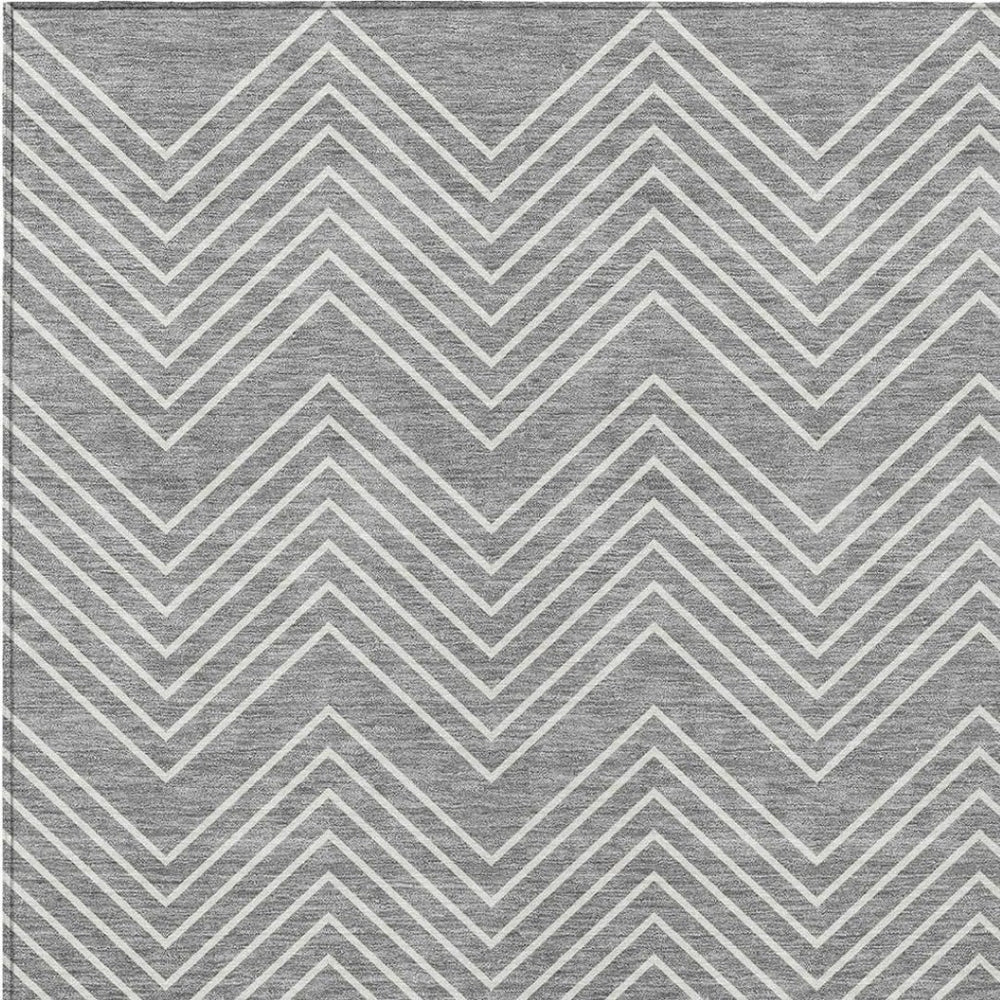 HomeRoots 8' X 10' Gray And Ivory Geometric Washable Area Rug - Stylish, Durable, Indoor/Outdoor Versatile Design 690096